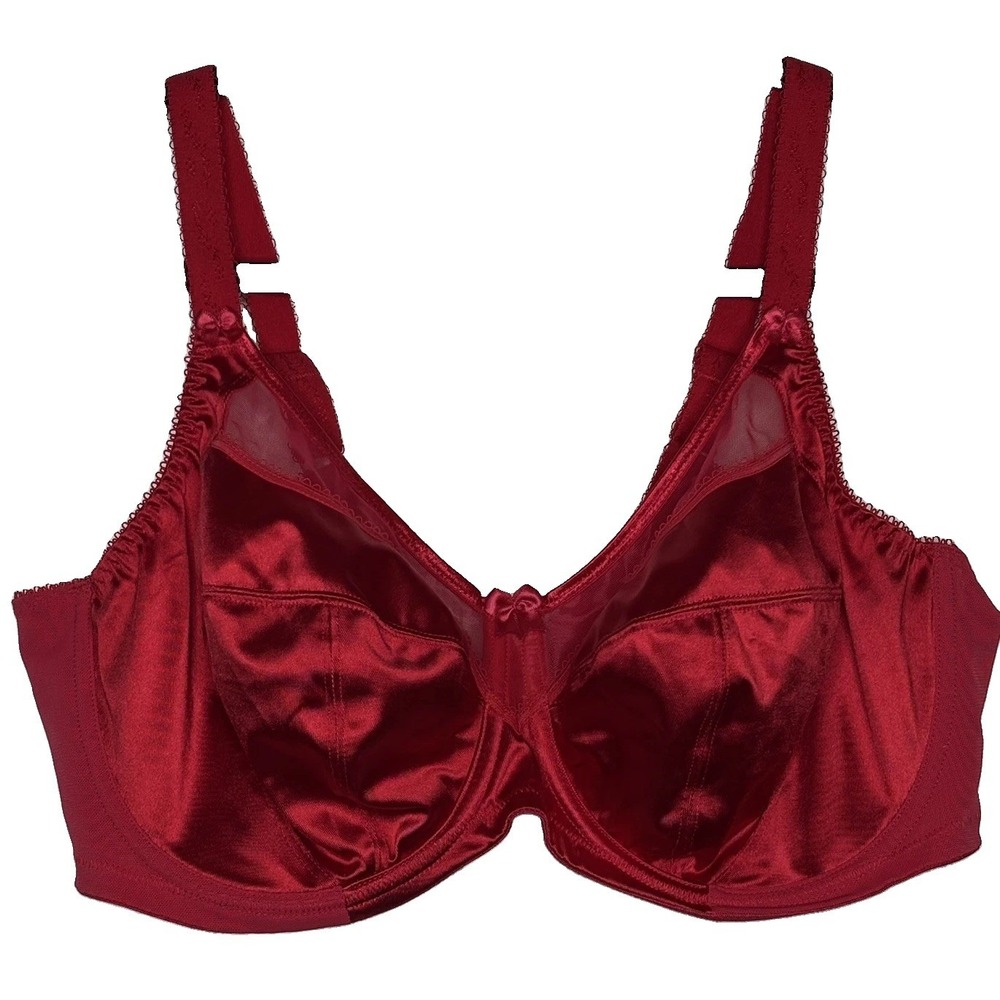 Goddess Keira Banded Underwire Support Bra 40DDD Crimson Red GD6090CRN Satin